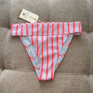Billabong Pink and Blue Striped Bikini Bottom